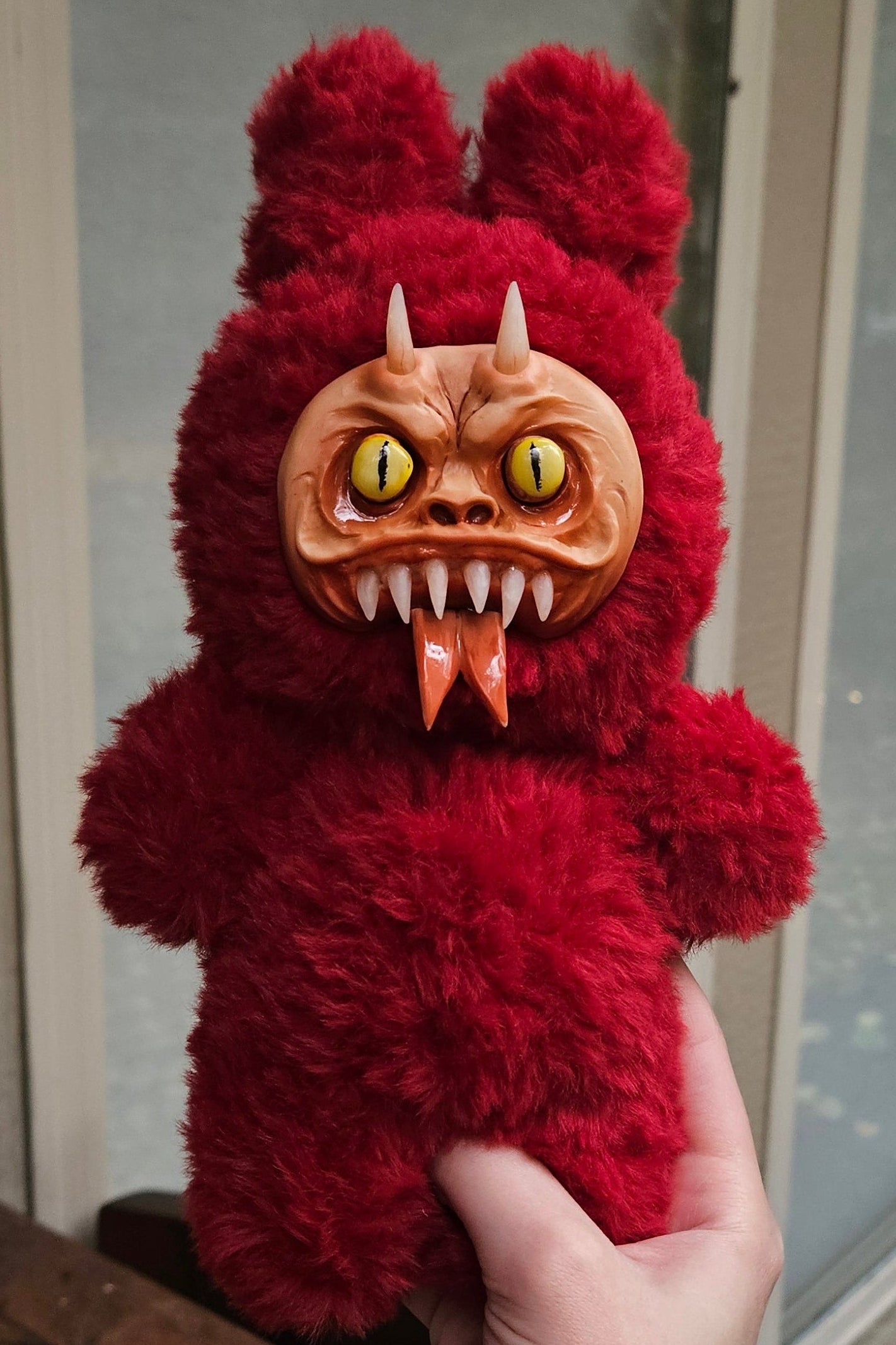 Red Devil Fancy Nightmare Monster Plush Handmade Hand painted