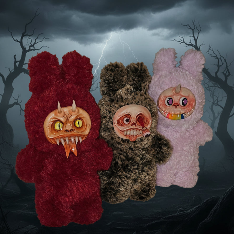 Unicorn Rainbow Face Fancy Nightmare Monster Plush Hand Made Hand painted