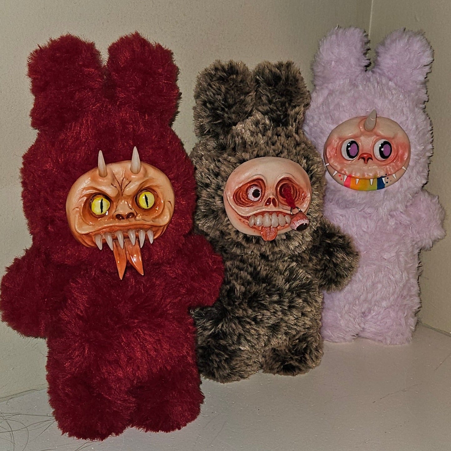 Red Devil Fancy Nightmare Monster Plush Handmade Hand painted