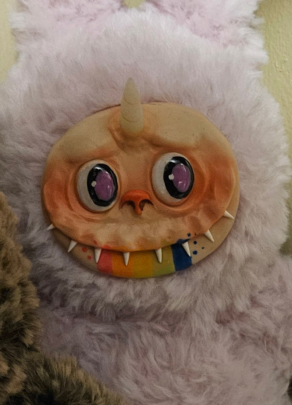 Unicorn Rainbow Face Fancy Nightmare Monster Plush Hand Made Hand painted