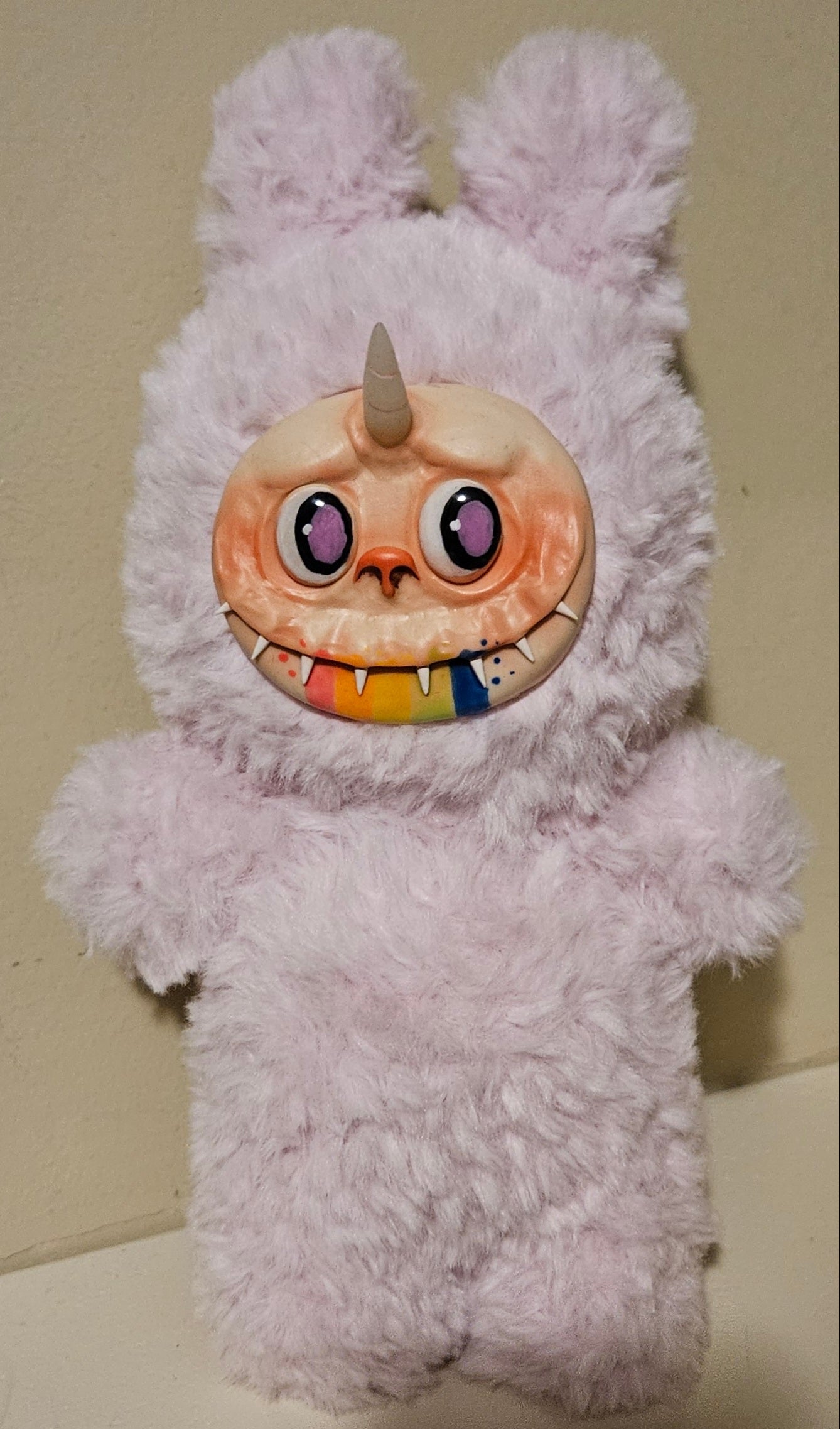 Unicorn Rainbow Face Fancy Nightmare Monster Plush Hand Made Hand painted