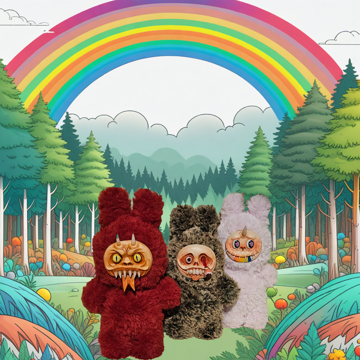 Red Devil Fancy Nightmare Monster Plush Handmade Hand painted